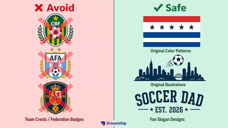 Compliance thiết kế World Cup 2026 - tránh logo FIFA, dùng màu cờ và artwork gốc