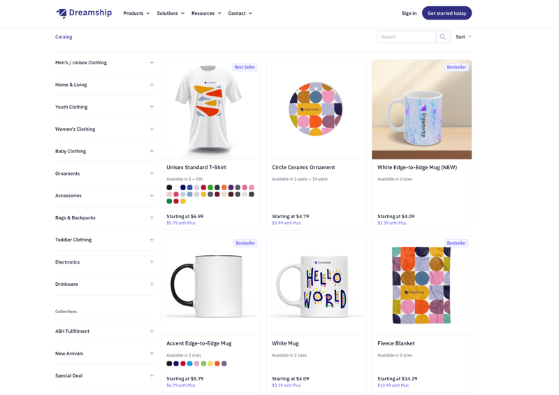 a catalog of 166+ high quality products