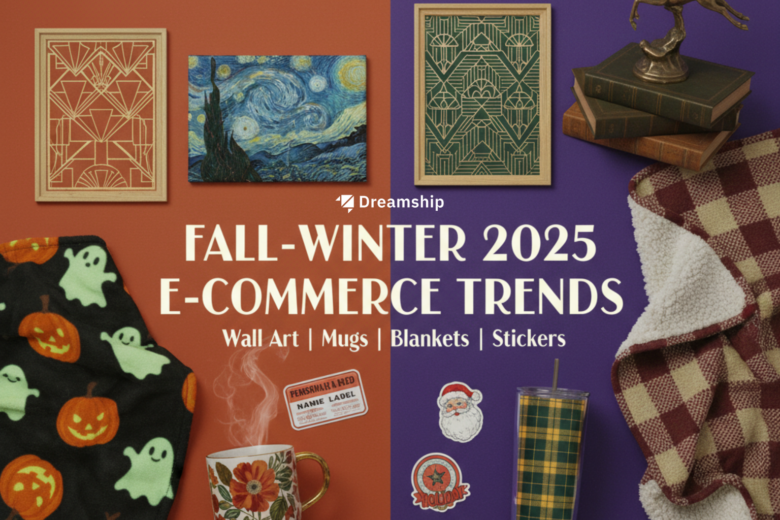Etsy Trends for Fall–Winter 2025: Wall Art Print, Mug, Blanket & Stickers