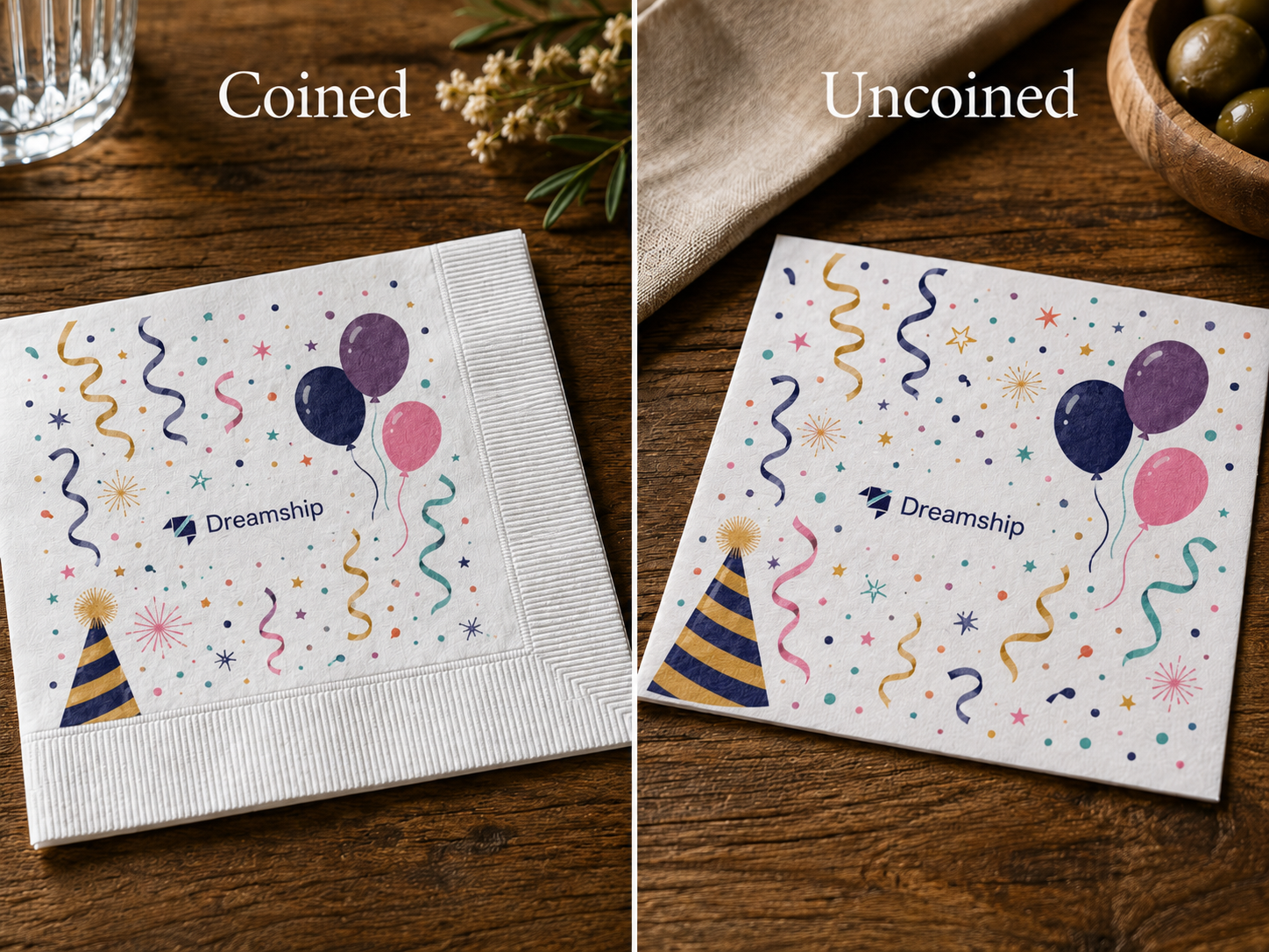 coined vs uncoined napkin